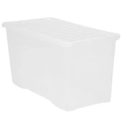B&M Large Storage Box With Lid 110L - Clear -Home Haven Shop 284861 110l storage box with lid clear