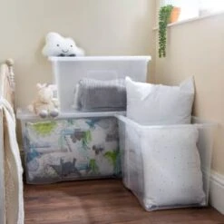 B&M Large Storage Box With Lid 110L - Clear -Home Haven Shop 284861 110l storage box with lid clear 5