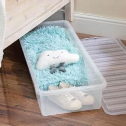 B&M Underbed Storage Box With Lid 55L - Clear -Home Haven Shop 307321 55l under bed storage box with lid 4