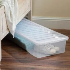 B&M Underbed Storage Box With Lid 55L - Clear -Home Haven Shop 307321 55l under bed storage box with lid 5