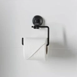 B&M Black Suction Toilet Roll Holder