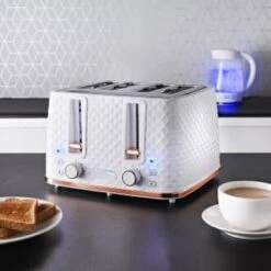 New Arrival -Home Haven Shop 371982 goodmans diamond white rose gold 4 slice toaster