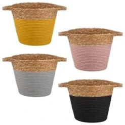 B&M Small Two Tone Wicker Basket - Pink -Home Haven Shop 374392 374395 374393 374394 small two tone basket group