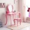 B&M Amelia Vanity Set With Stool & Mirror -Home Haven Shop 375844 amelia vanity set pink