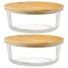 B&M Round Glass Food Containers With Bamboo Lid 2pk -Home Haven Shop 376822 2 round glass food containers 2