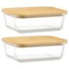 B&M Rectangular Glass Food Containers With Bamboo Lids 2pk -Home Haven Shop 376824 2pk regular glass food containers 4