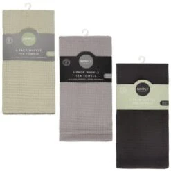 Simply Everyday Waffle Tea Towels 3pk - Grey -Home Haven Shop 380223 380224 380225 3pk simply everyday waffle teal towels main