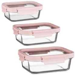B&M Pink Glass Food Container - Large -Home Haven Shop 380659 380660 380661 glass food container pink large