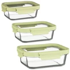B&M Green Glass Food Container - Small -Home Haven Shop 380662 380663 380664 glass food container green medium