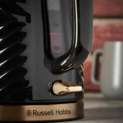 Russell Hobbs Groove Kettle 1.7L - Black & Gold -Home Haven Shop 386647 russell hobbs groove black and gold kettle 3
