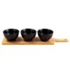 B&M Wooden Serve Board With Black Dip Bowls -Home Haven Shop 390356 set of 3 black dip bowls