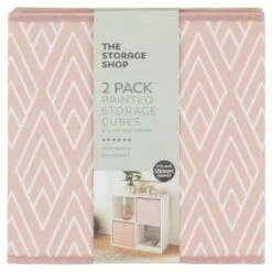 Lokken Printed Storage Cubes 2pk - Pink Diamond -Home Haven Shop 395838 2pk printed lokken storage cubes pink diamond 2
