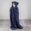 Simply Kids Hooded Sherpa Blanket - Navy -Home Haven Shop 400216 simply kids hooded sherpa blanket navy